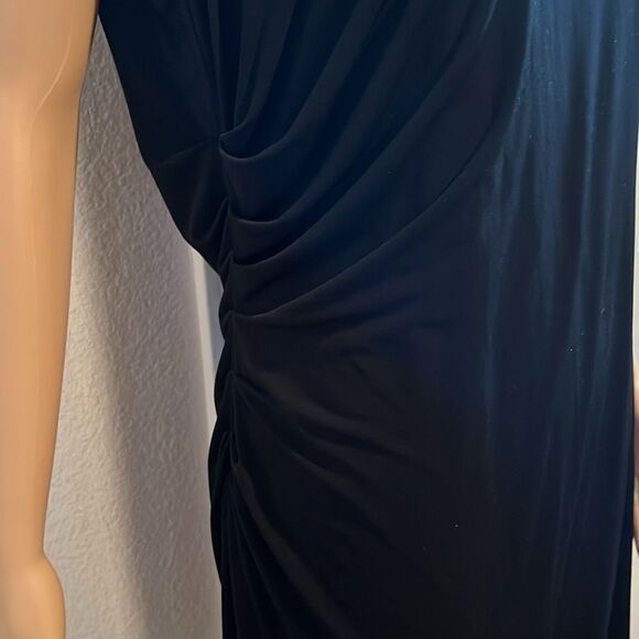 Calvin Klein Black Asymmetrical One-Shoulder Sequins Cocktail Dress Sz 12 Midi - Picture 5 of 12